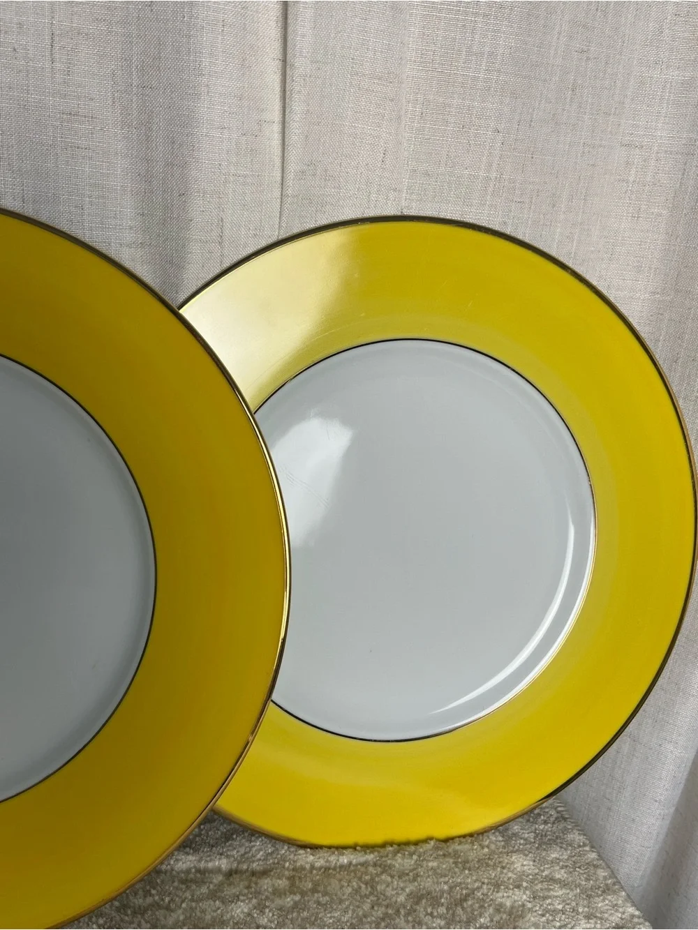 Porcelaines M P Samie-Limoges Yellow Charger Plates- Set of 4